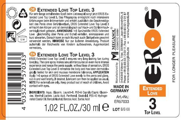  So sánh Chai xịt Eros 3 Top Level của Đức chống xuất tin sớm kéo dài thời gian chính hãng